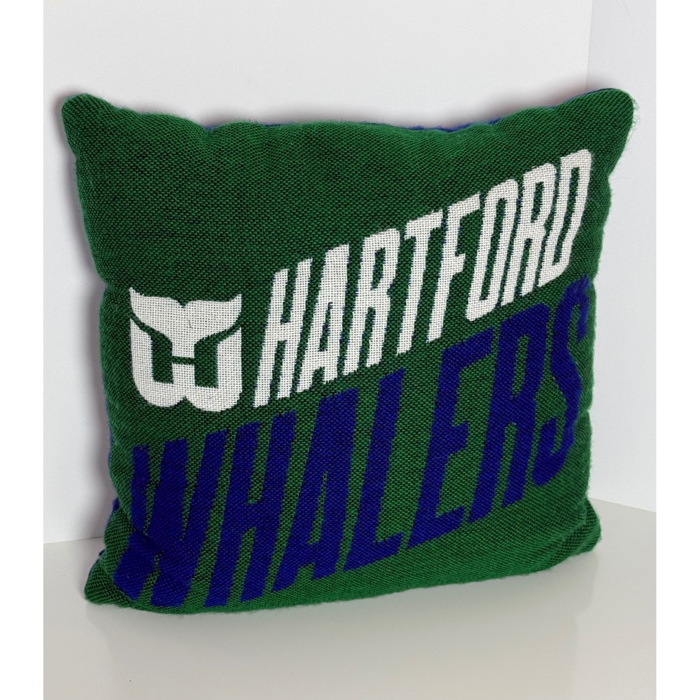 Vintage Hartford Whalers NHL Hockey Throw Pillow Green Blue Retro Decor 16 x 16